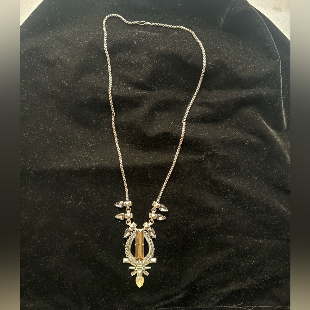 Elegant Silver plated Necklace with Crystal Accents